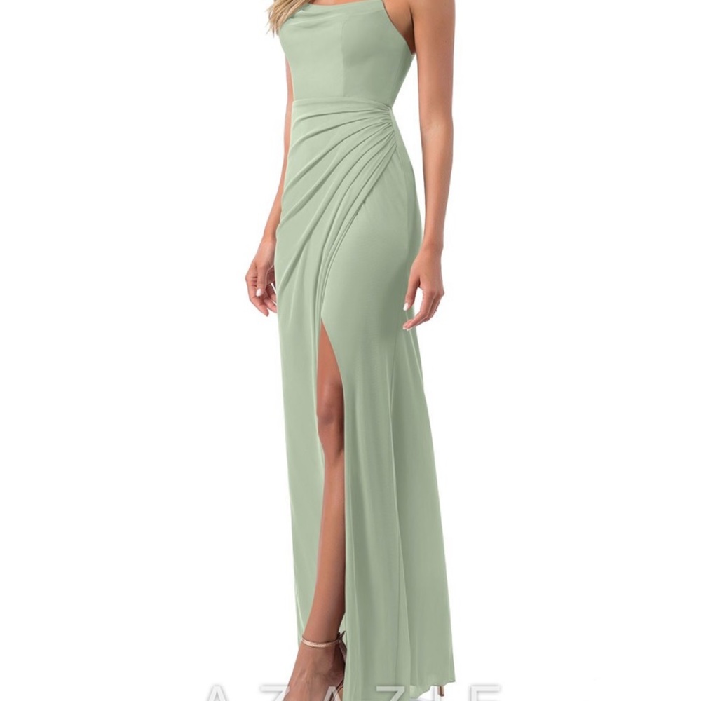 Azazie Kalea Dusty sage bridesmaid dress